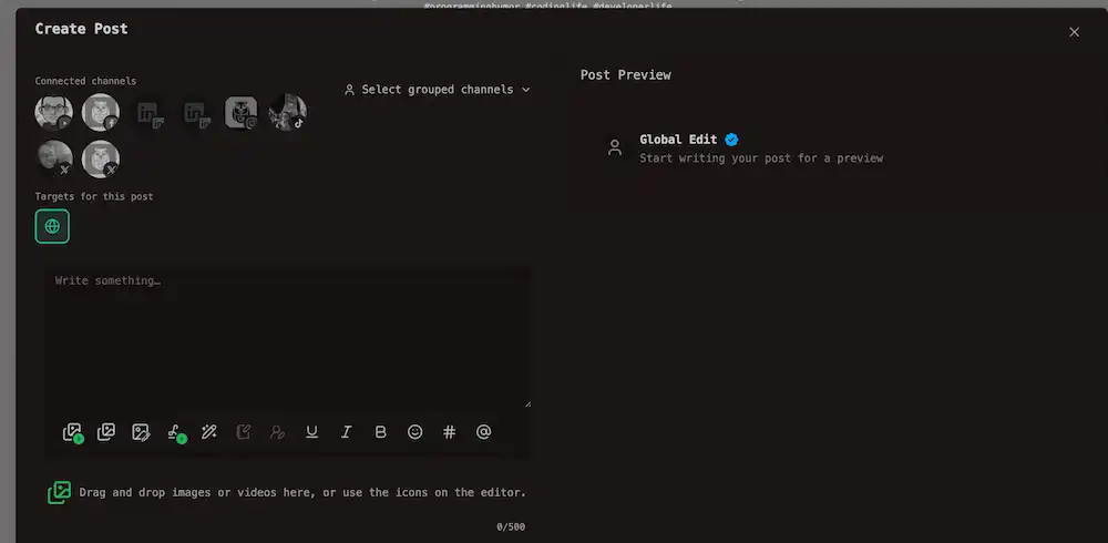 Post Editor in Global Mode
