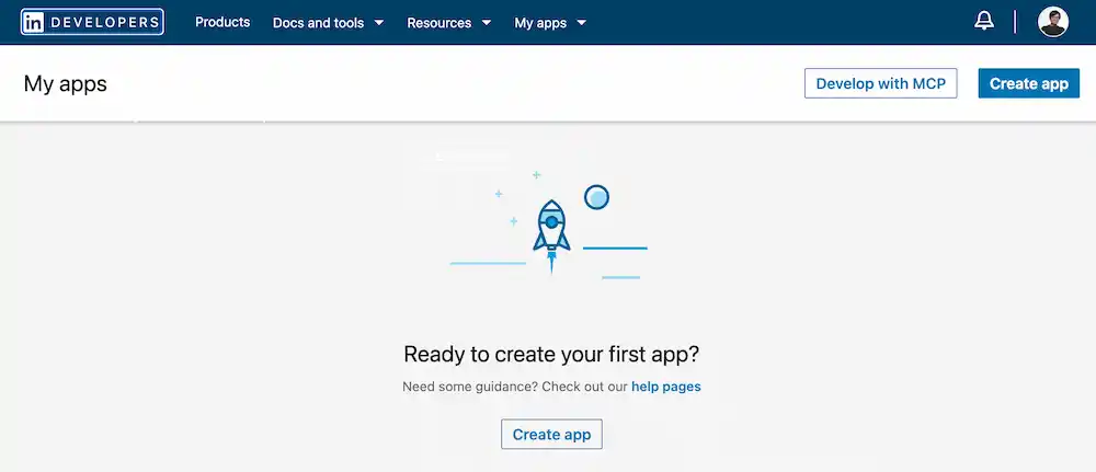 Create New Linkedin App