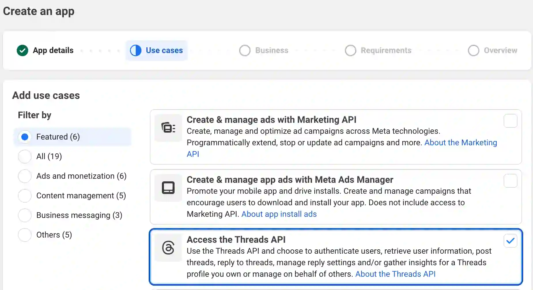 Step 2 - Request Threads Access