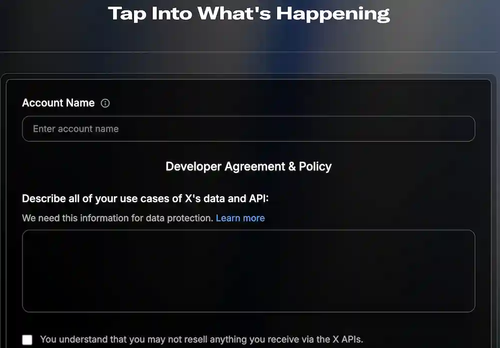 Create New X App